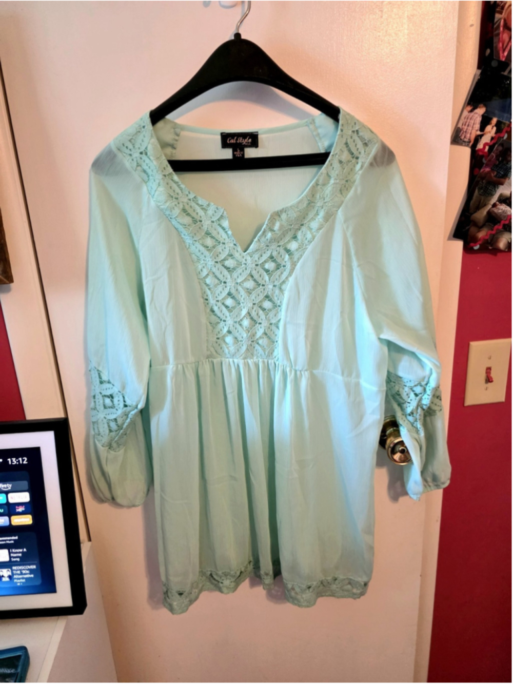 Cal Style Women's Boho Style Tunic Length Top Size Large